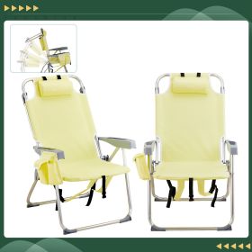 Same Code2801887163*70*99cm Heightened Oxford Cloth Silver White Aluminum Tube Bearing 100kg Beach Chair Yellow