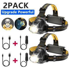 12000000lm LED Headlamp USB Rechargeable Headlight Head Torch Lamp Flashlight(Free shipping via DHL Ground/FedEx Ground; can't ship via USPS self (Quantity: 2 pcs)