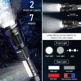 Super Hell Taschenlampe Fackel - LED Taktisches Fackel - Zoom - Wasserfest (Quantity: 1 pc)